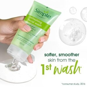 Simple Kind To Skin Refreshing Facial Wash 150 ml | 100% Soap-Free Facewash that doesn’t dry out your skin| For All Skin Types