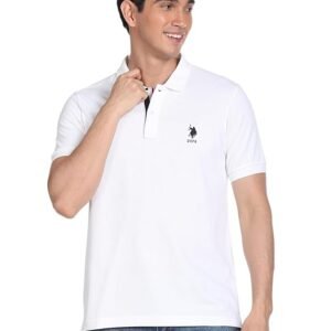 U.S. POLO ASSN. Slim Fit Solid Polo T-Shirt for Men - Collared Neck, Half Sleeves Casual Mens Tshirt